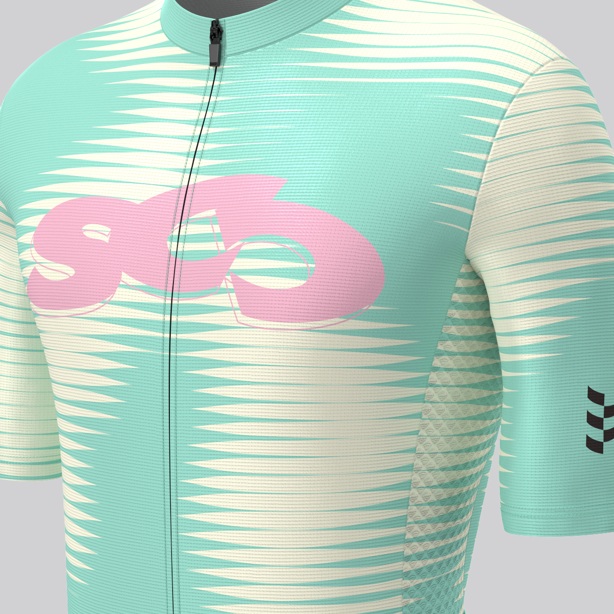 Motivate Pro Stripes Men's Cycling Jersey - Beige/Green/Pink