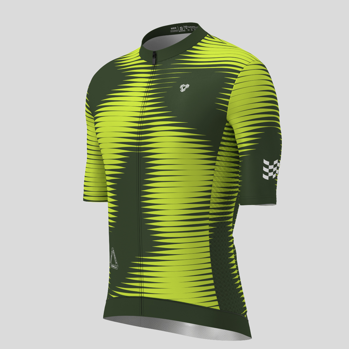 Motivate Pro Stripes Men's Cycling Jersey - Dark Green/Lime 