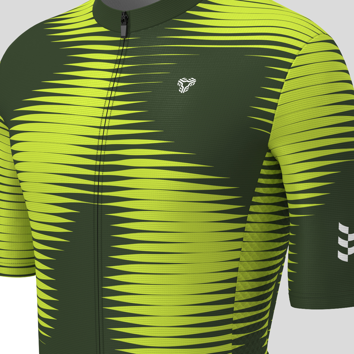 Motivate Pro Stripes Men's Cycling Jersey - Dark Green/Lime 