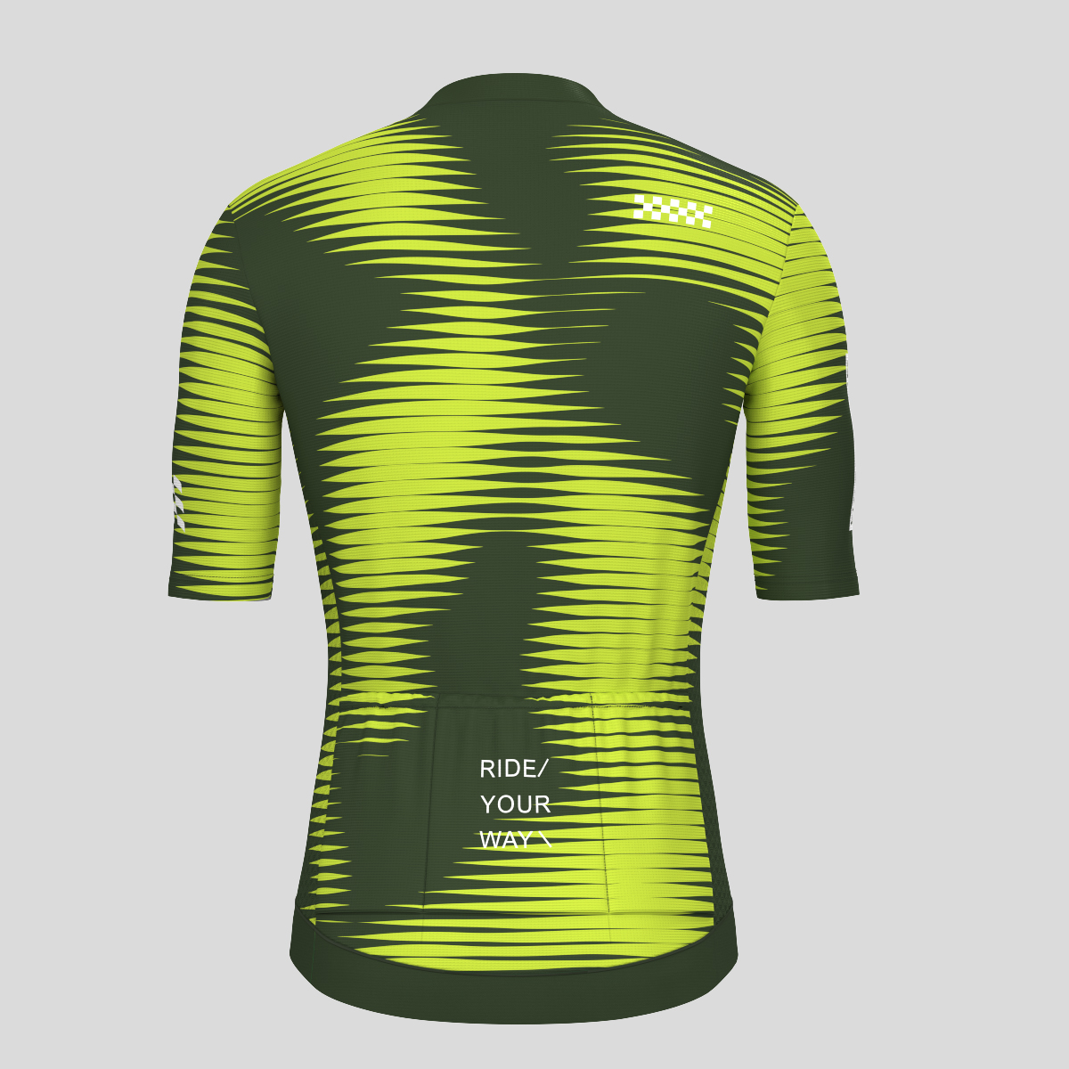Motivate Pro Stripes Men's Cycling Jersey - Dark Green/Lime 