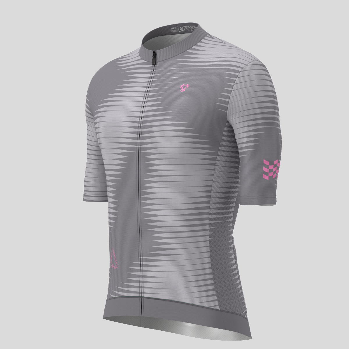 Motivate Pro Stripes Men's Cycling Jersey - Gray/Pink