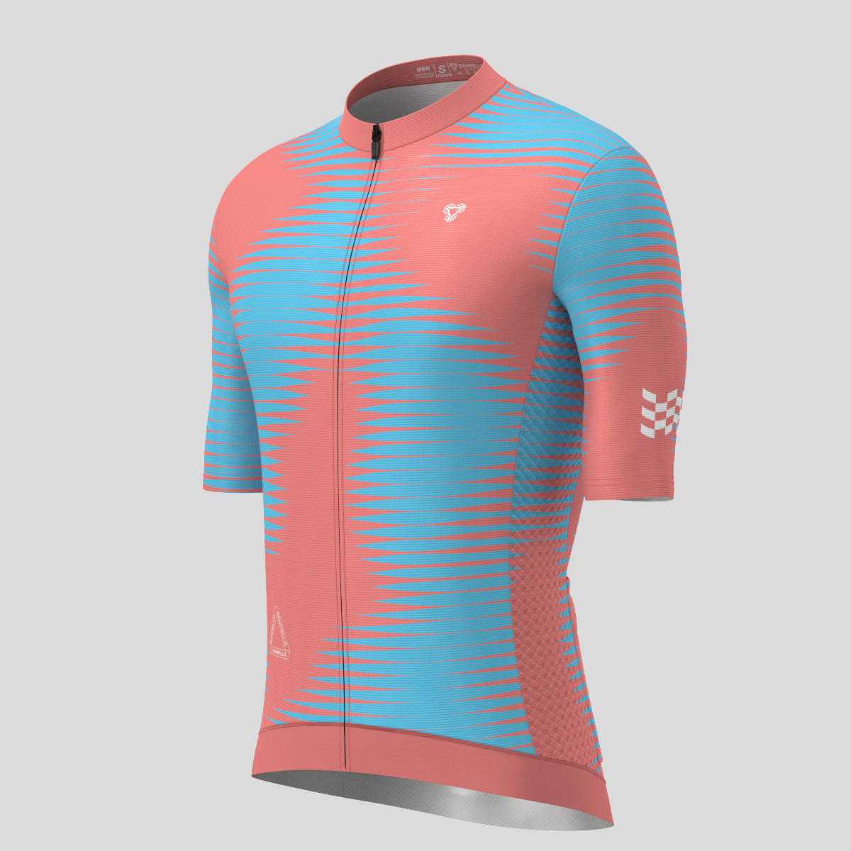 Motivate Pro Stripes Men's Cycling Jersey - Guava/Blue