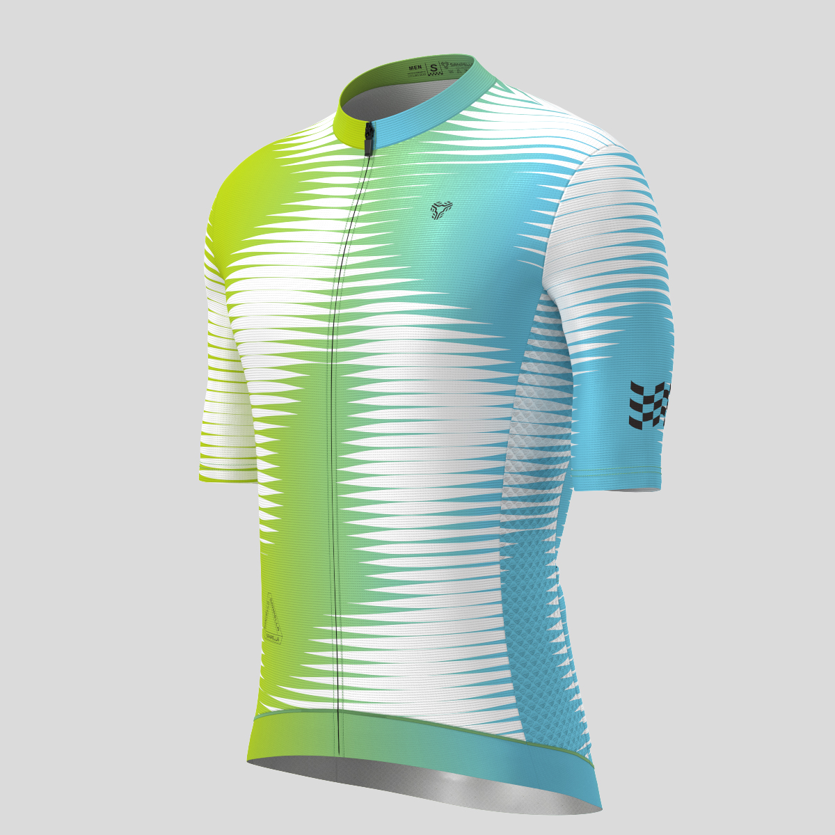 Motivate Pro Stripes Men's Cycling Jersey - Light Green/Blue