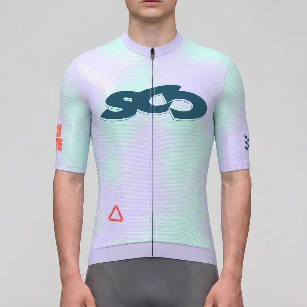 Motivate Pro Stripes Men's Cycling Jersey - Light Purple/Dark Green