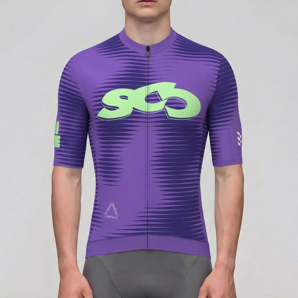 Motivate Pro Stripes Men's Cycling Jersey - Light Purple/Green  