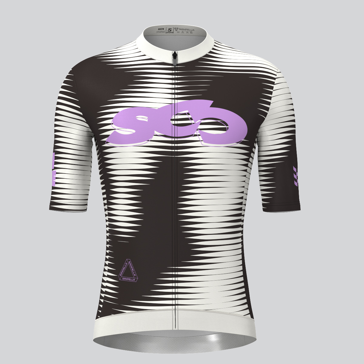 Motivate Pro Stripes Men's Cycling Jersey - Off white/Black/Purple