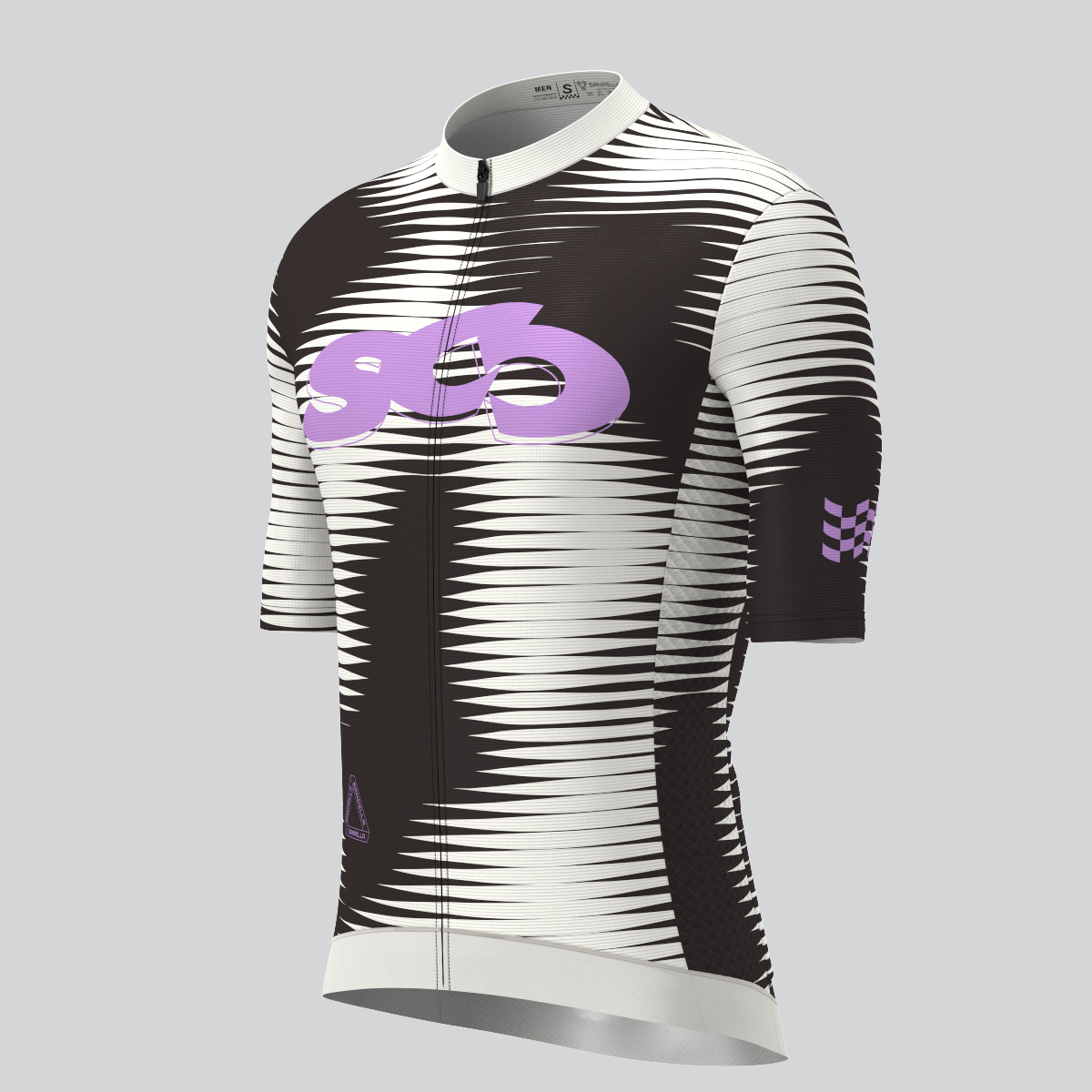 Motivate Pro Stripes Men's Cycling Jersey - Off white/Black/Purple