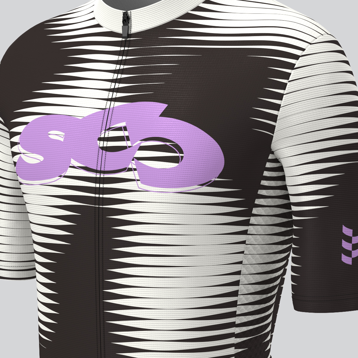 Motivate Pro Stripes Men's Cycling Jersey - Off white/Black/Purple