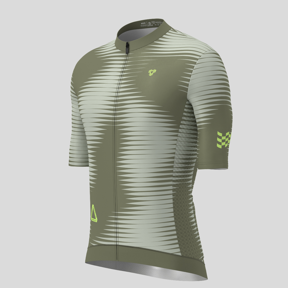 Men's Motivate Pro Stripes Cycling Jersey - Olive/Lime