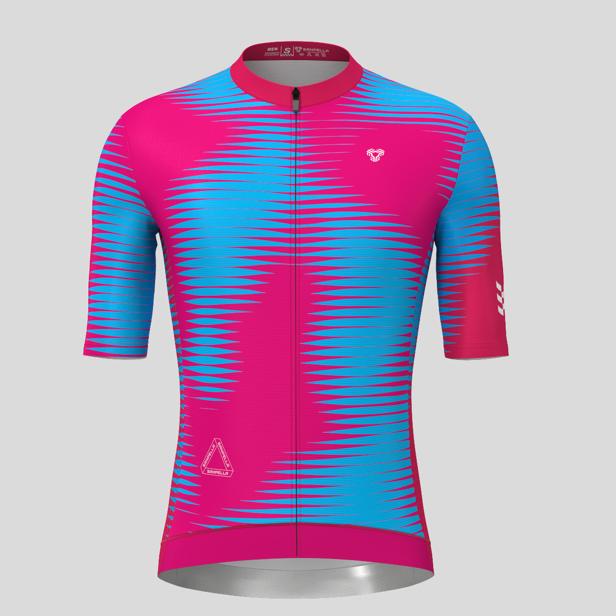 Men's Motivate Pro Stripes Cycling Jersey - Ruby/Blue