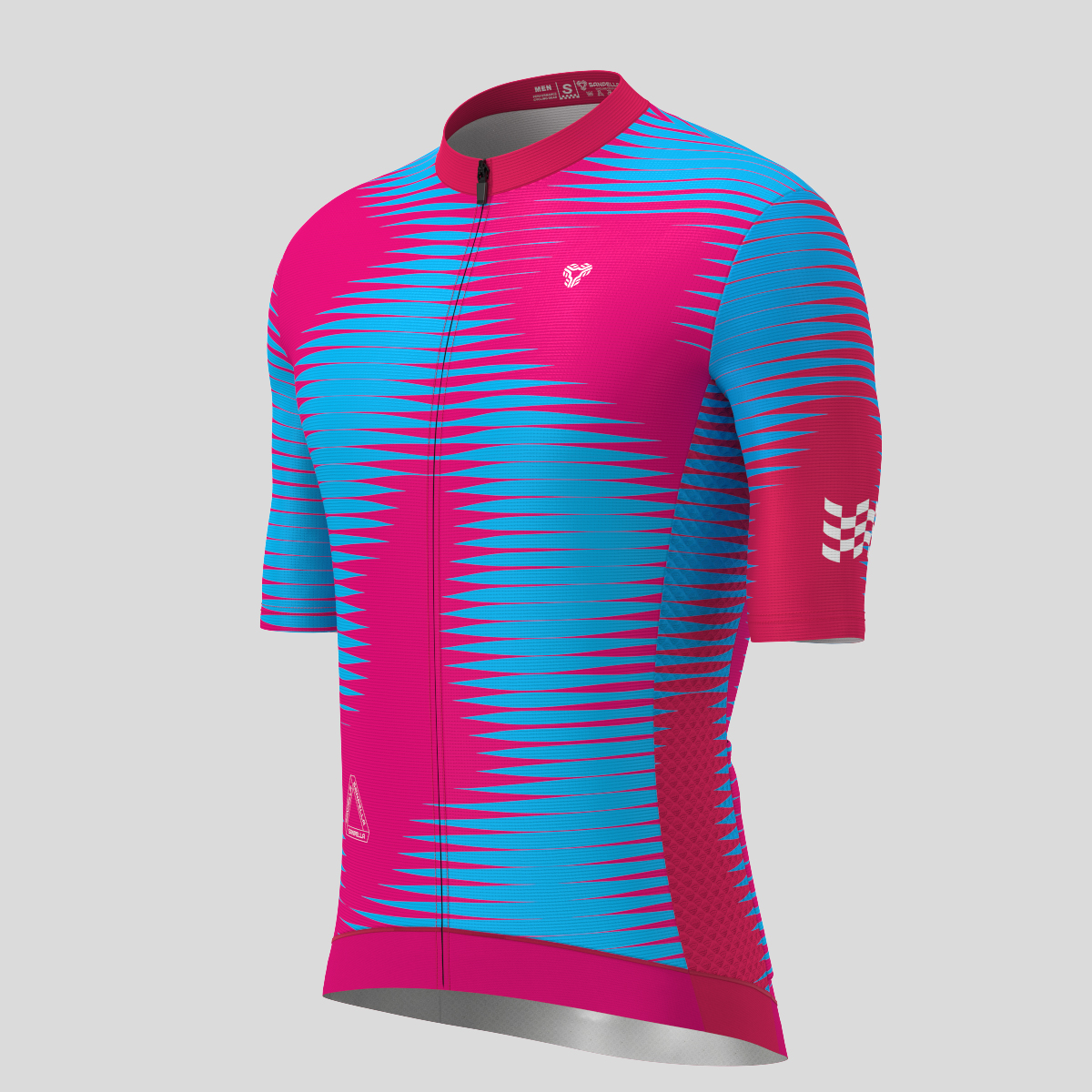 Men's Motivate Pro Stripes Cycling Jersey - Ruby/Blue