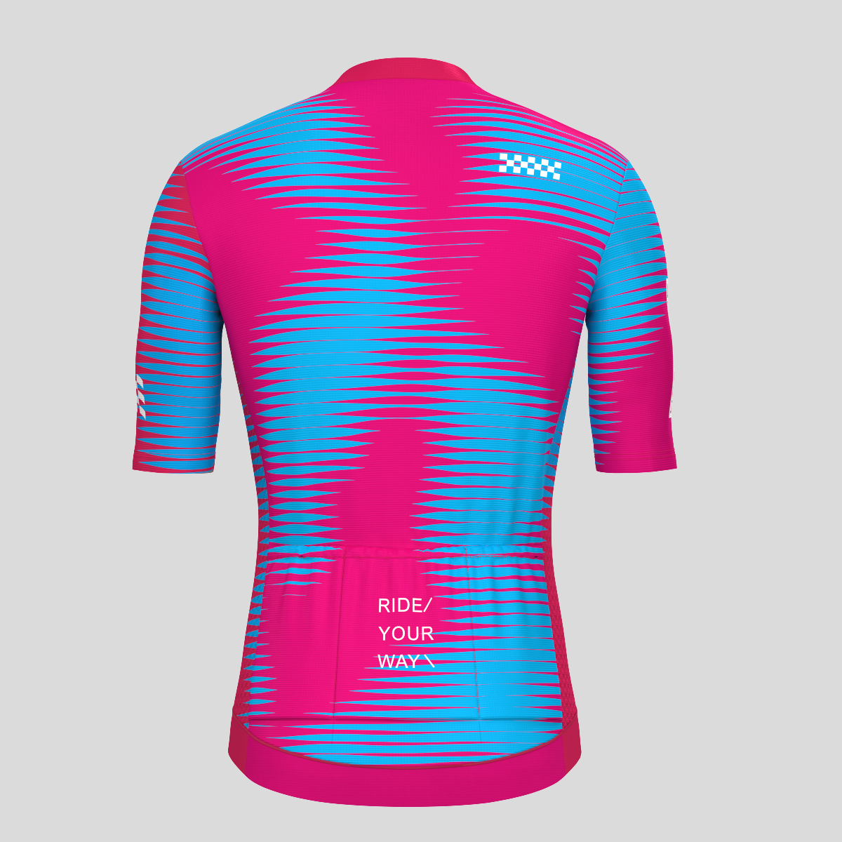 Men's Motivate Pro Stripes Cycling Jersey - Ruby/Blue