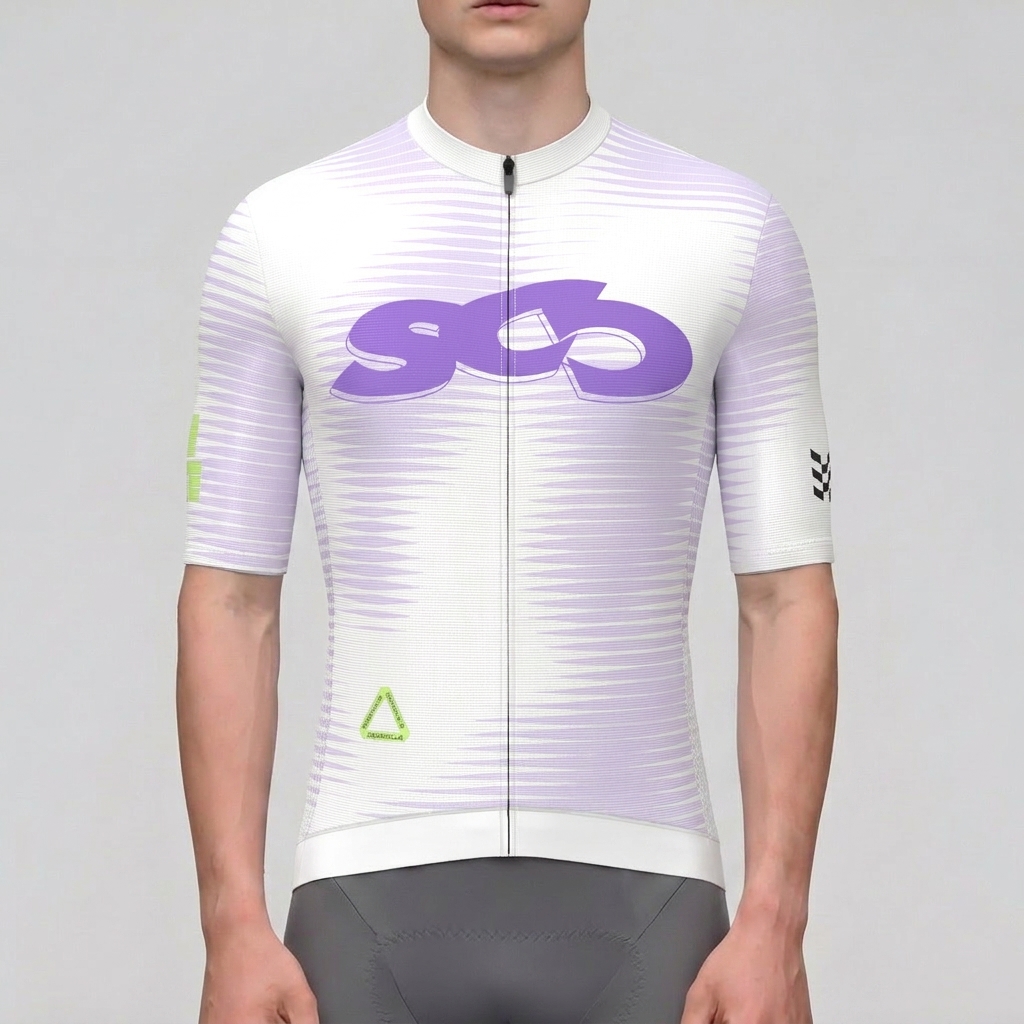 Motivate Pro Stripes Men's Cycling Jersey - White/Light Purple