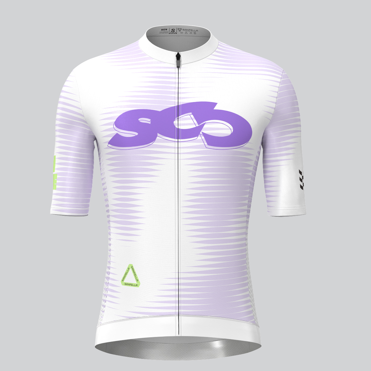 Motivate Pro Stripes Men's Cycling Jersey - White/Light Purple