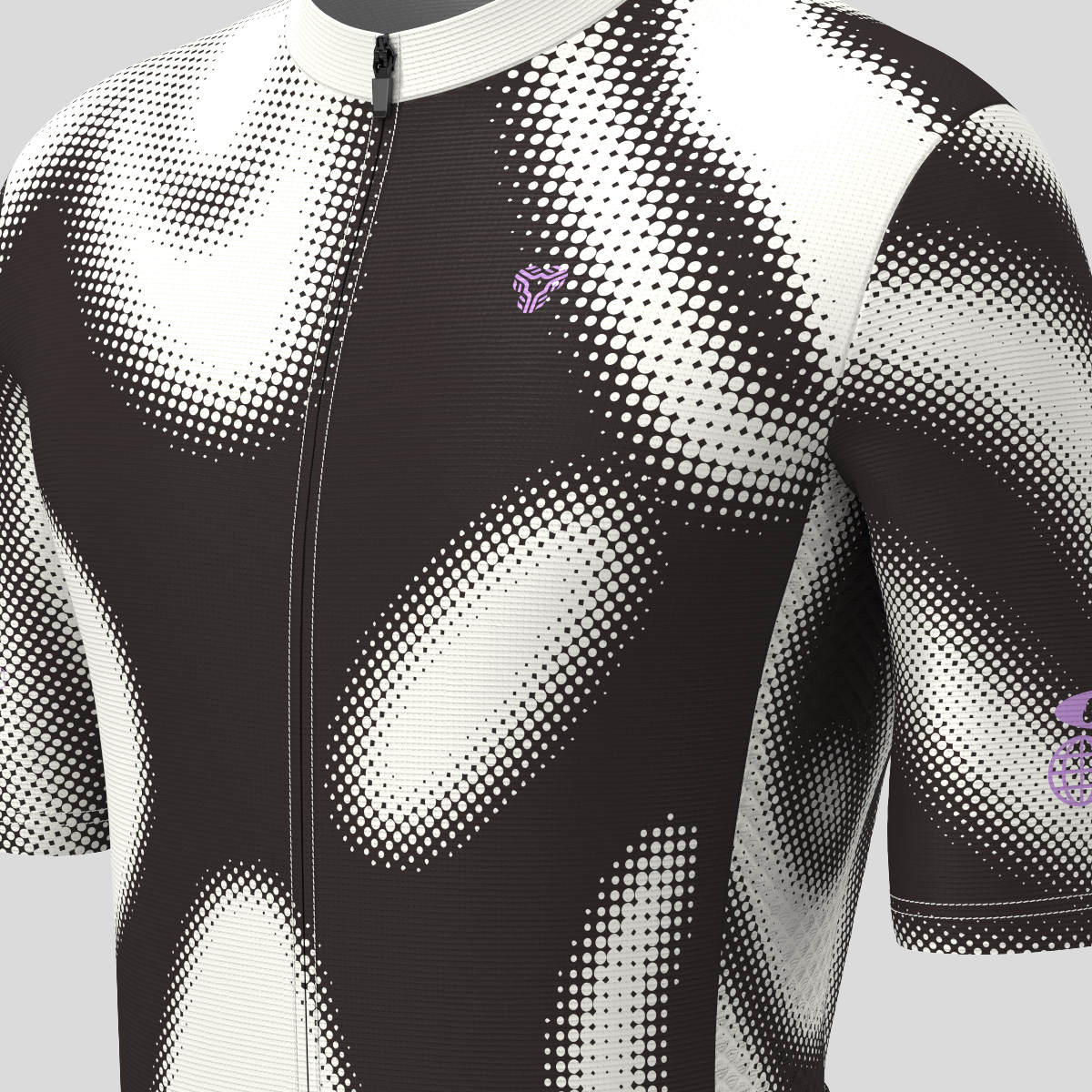 Men's Motivate Gradient dots Cycling jersey - Off white/Black/Purple