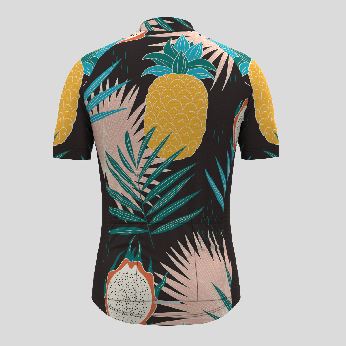 Pitaya Pineapple Print Men's Cycling Jersey - Black