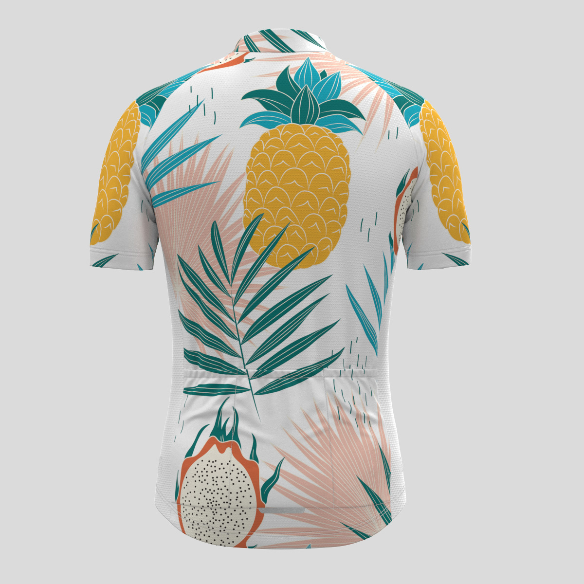Pitaya Pineapple Print Men's Cycling Jersey - White