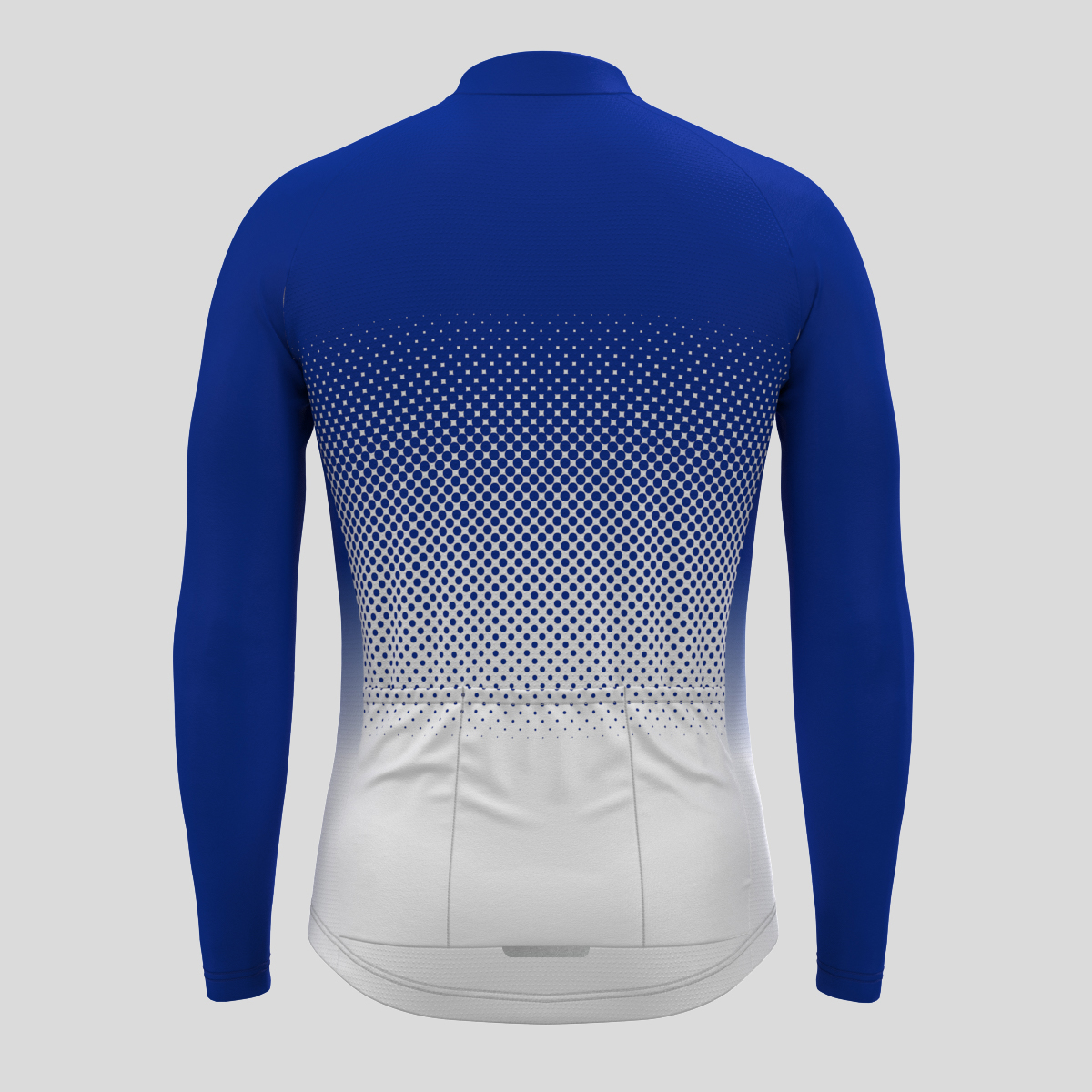 Polka Dot Gradient Men's LS Cycling Jersey - Racing Blue