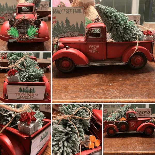 Red Farm Truck Christmas Decor