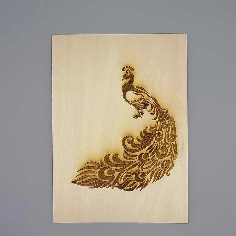 Maomitu Peacock Wood Carving, Photo Frame with Carved Wood Board