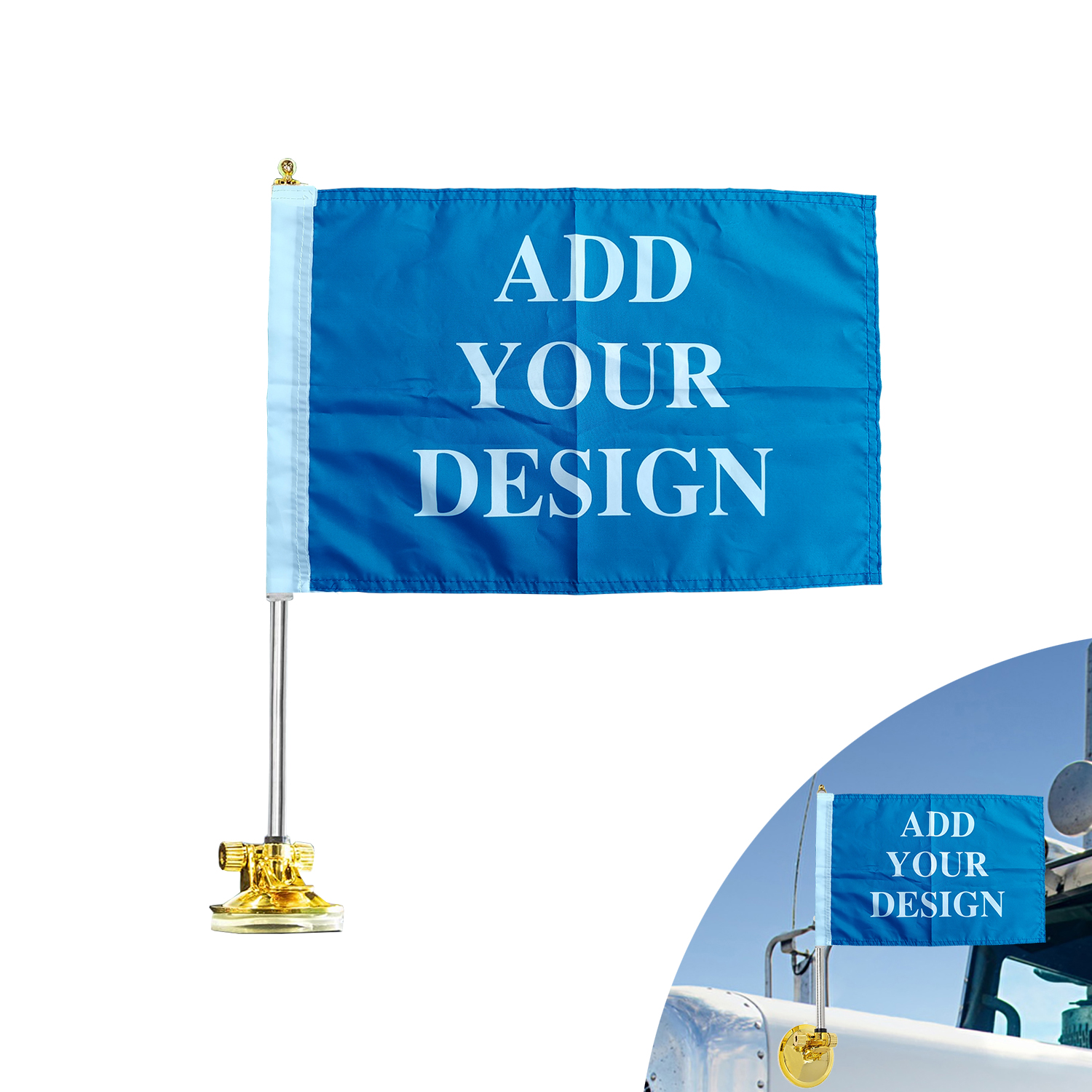 Personalized Car Flag with Air Suction Mount Custom Suction Cup Style Flag for Car, SUV, Truck, Boat and Vehicle
