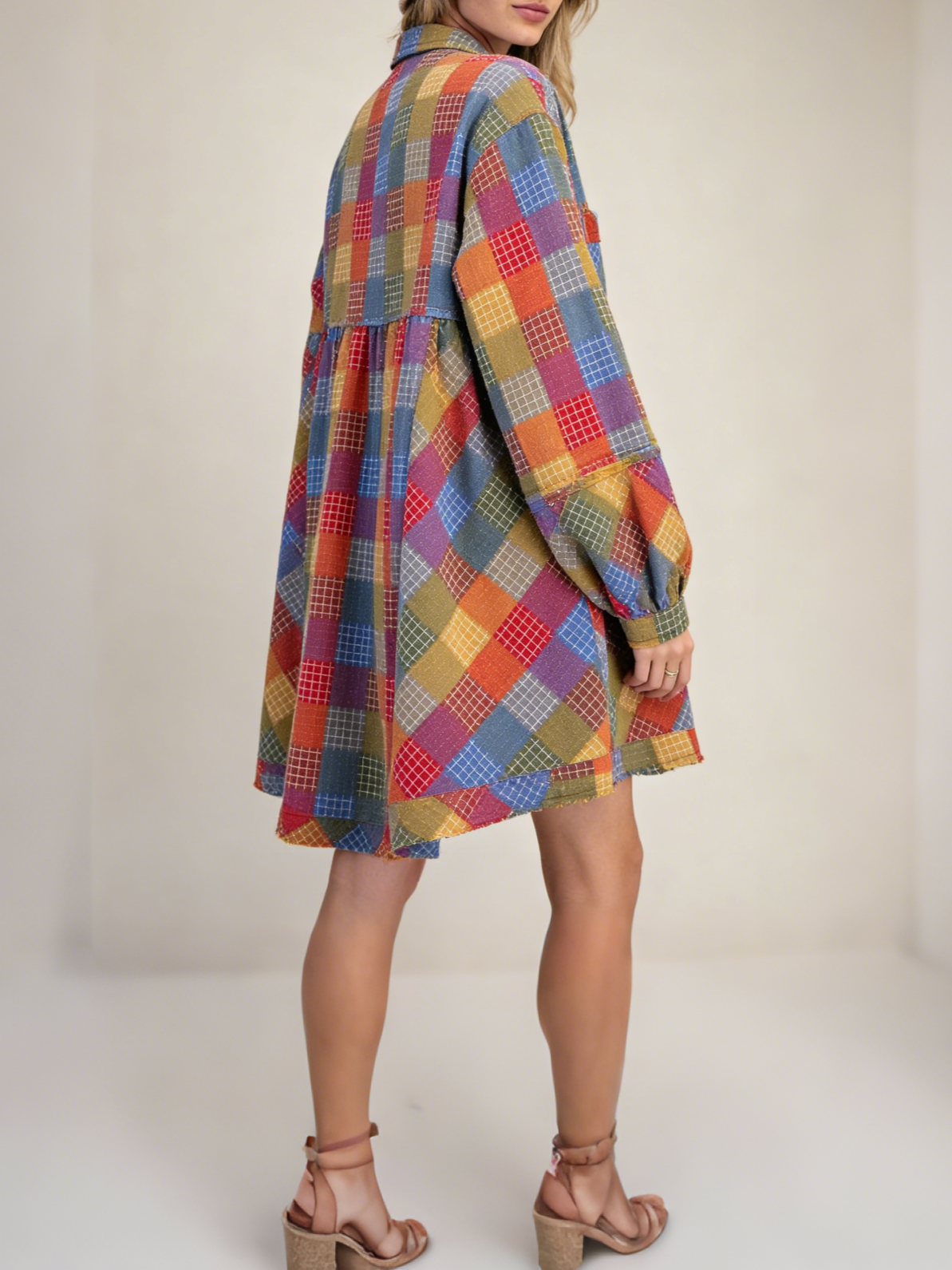 Women's  Colorful Long Sleeve Shirt Dress (Buy 2 Free Shipping)