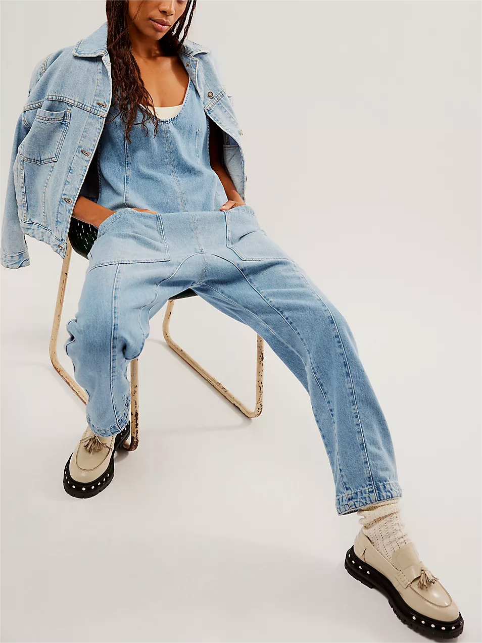 Denim Jumpsuit With Pockets (Buy 2 Free Shipping)