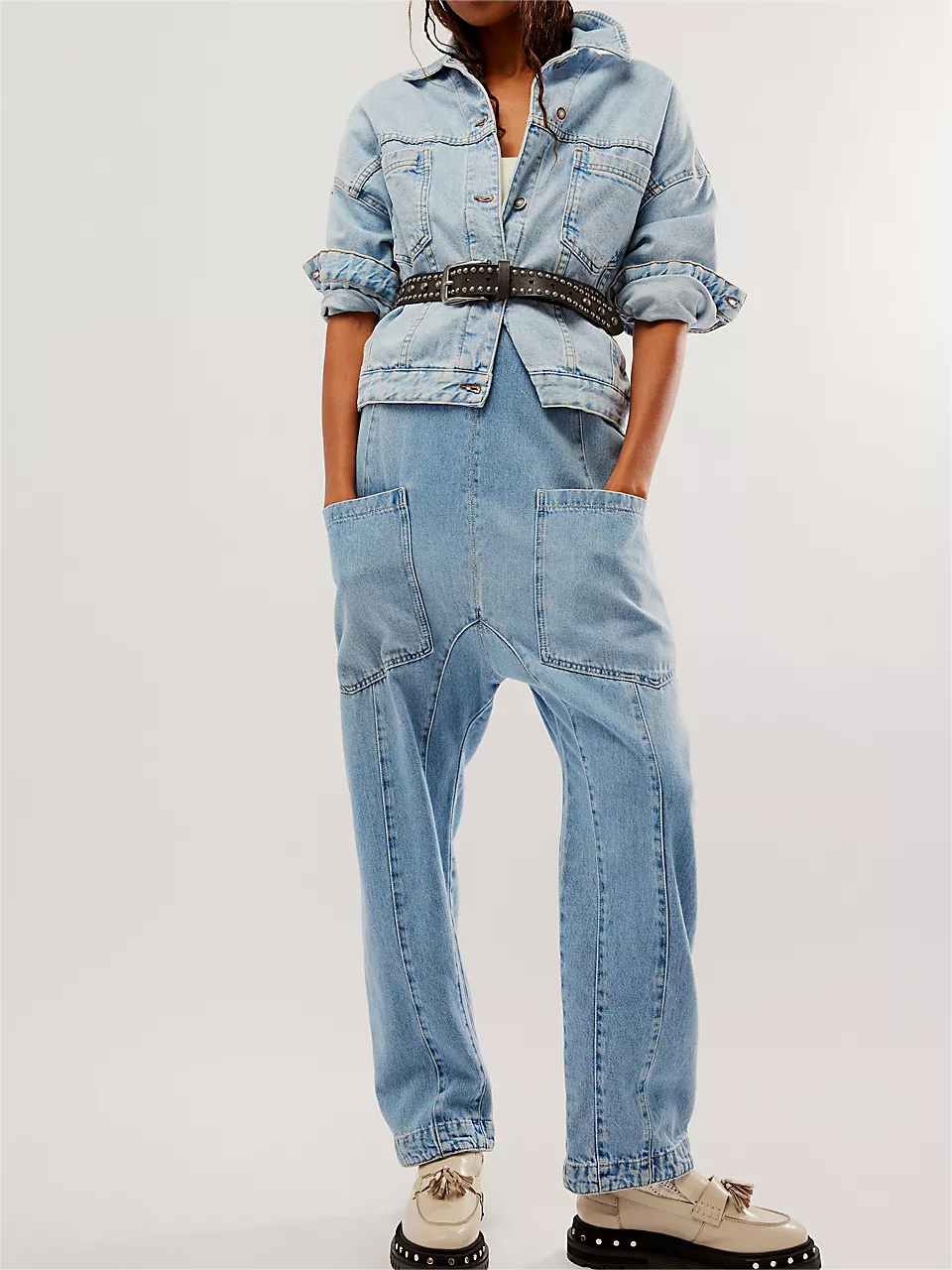 Denim Jumpsuit With Pockets (Buy 2 Free Shipping)