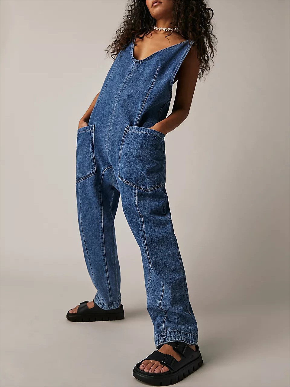 Denim Jumpsuit With Pockets (Buy 2 Free Shipping)