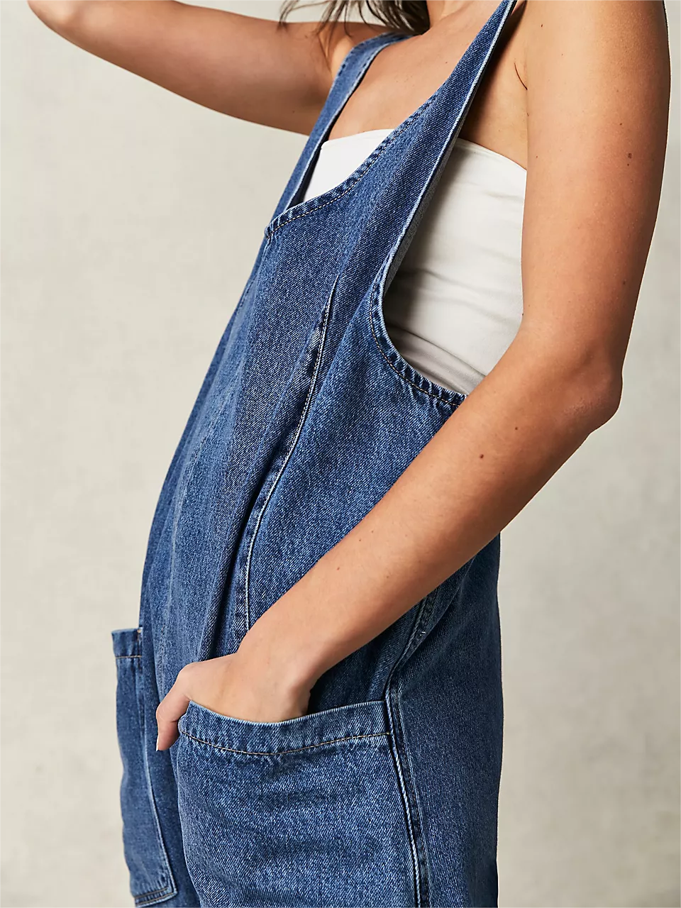 Denim Jumpsuit With Pockets (Buy 2 Free Shipping)