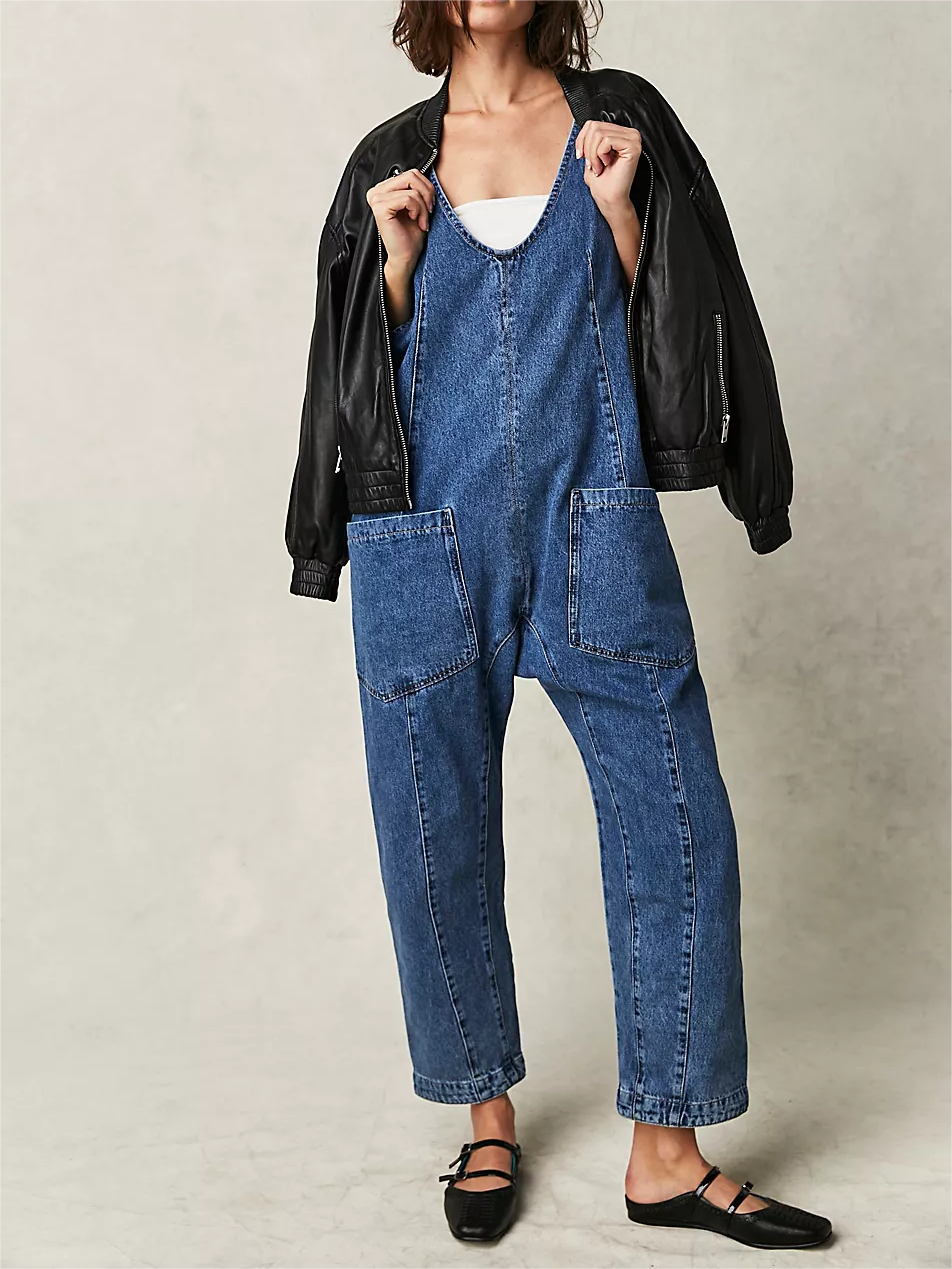 Denim Jumpsuit With Pockets (Buy 2 Free Shipping)