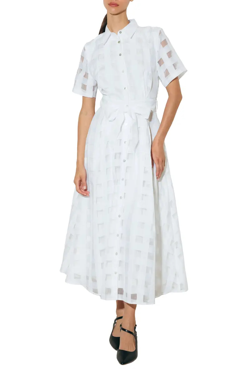 ✨Women's Button Plaid Mesh Bow Waist Shirt Maxi Dress (Buy 2 Free Shipping)