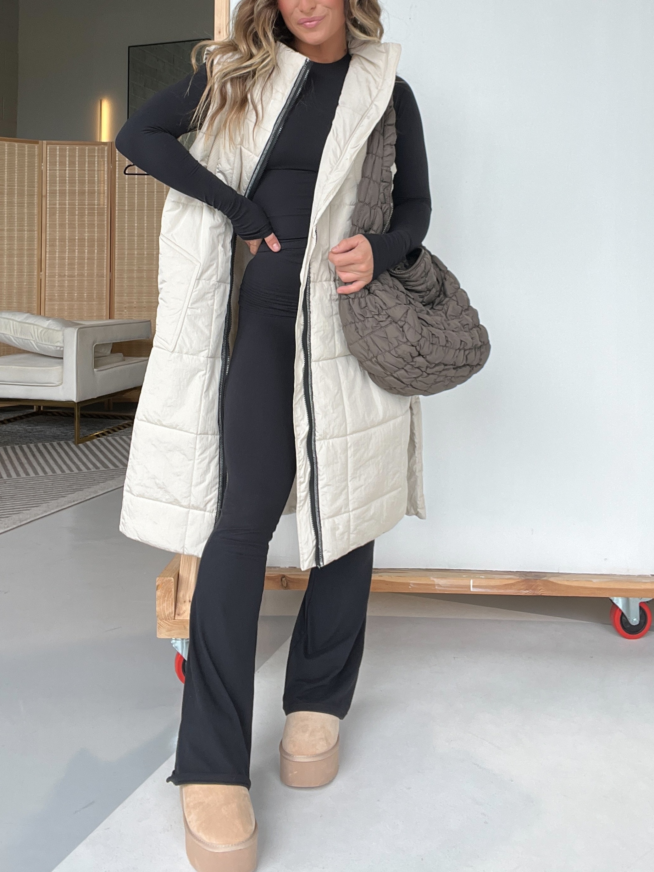 Long Puffer Vest With Bust Pockets (Buy 2 Free Shipping)