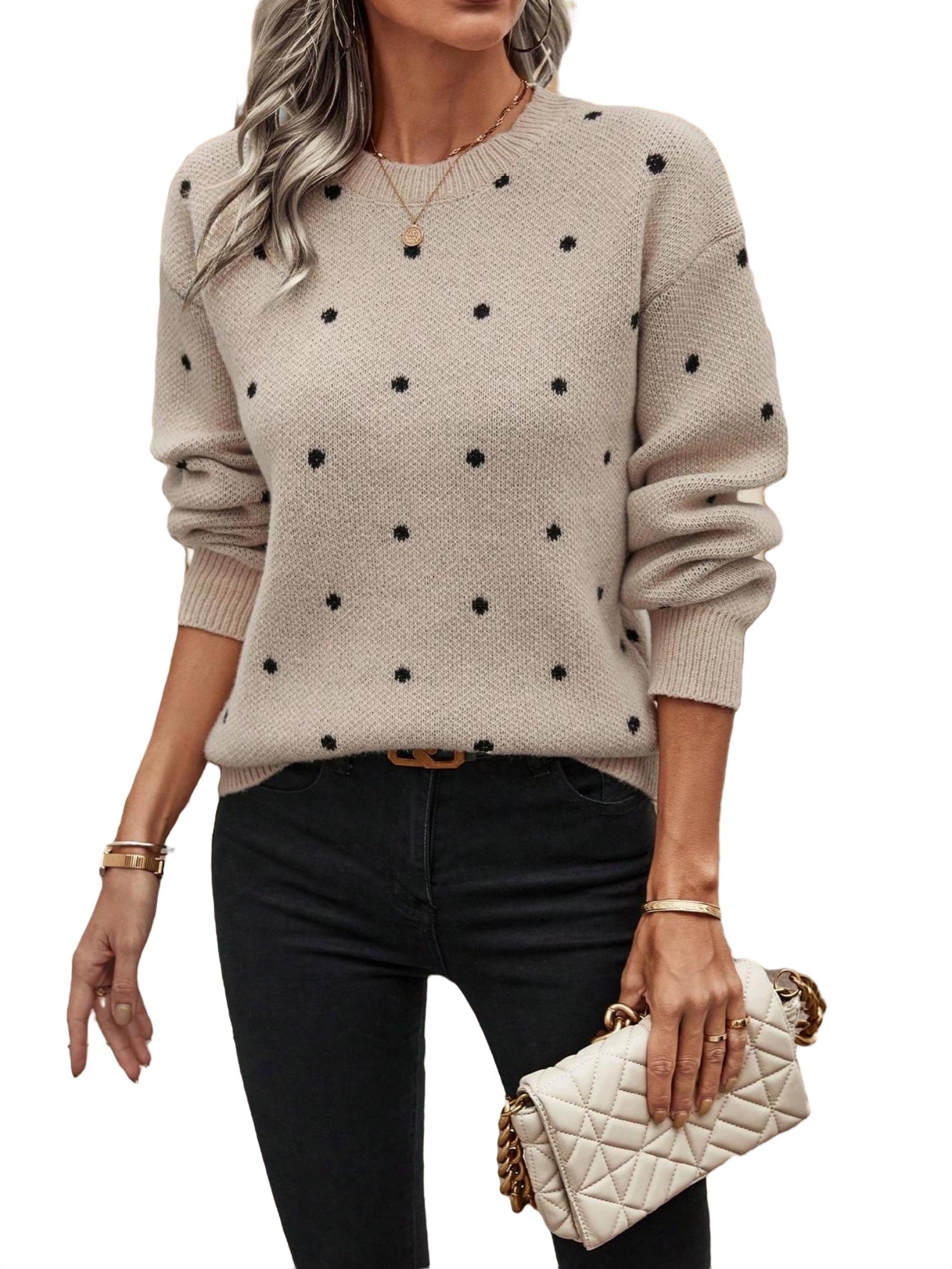 🔥Women's Dot Jacquard  Long Sleeved Sweater (Buy 2 Free Shipping)