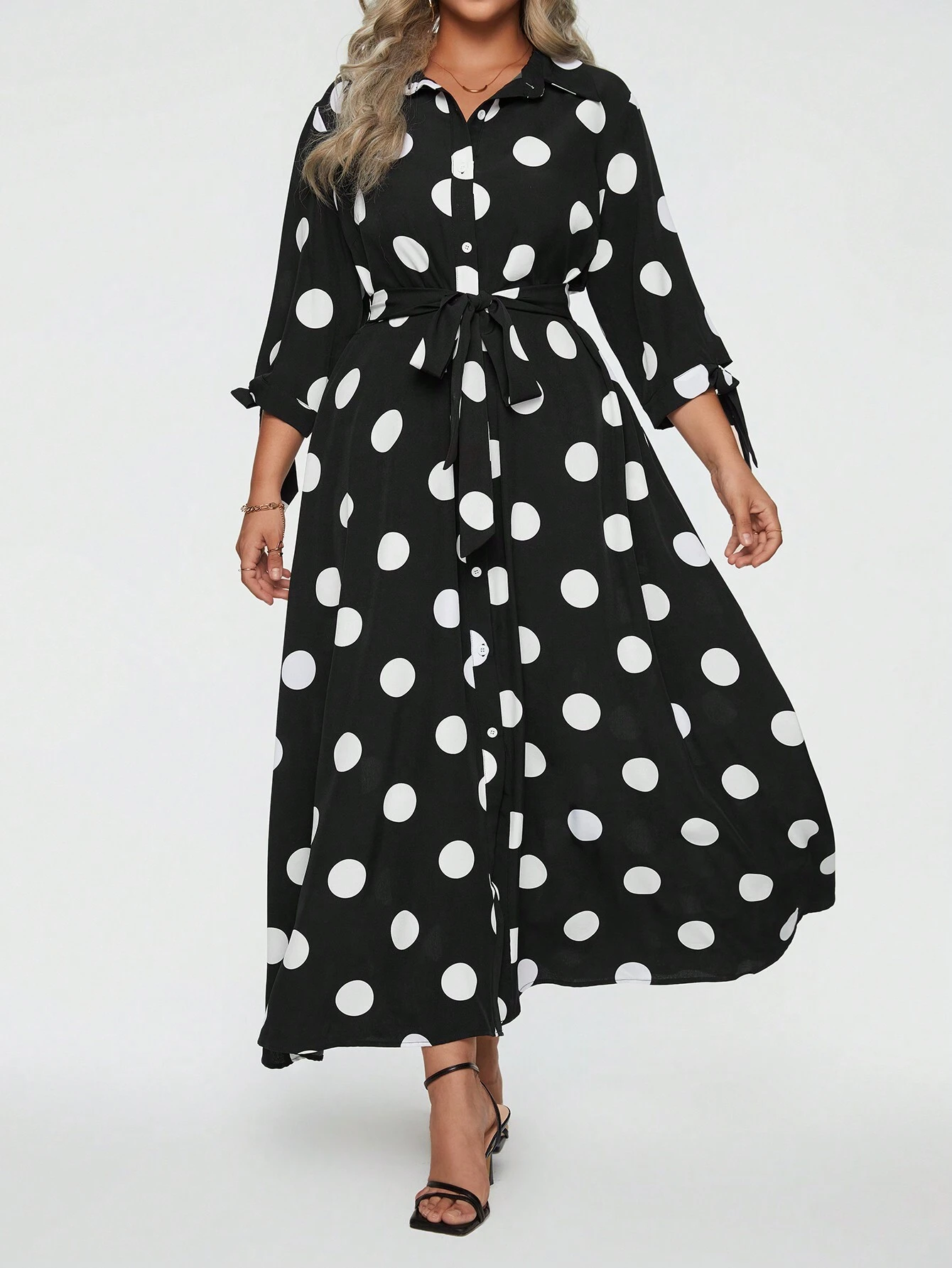 Women's Elegant Polka Dot Long Dress