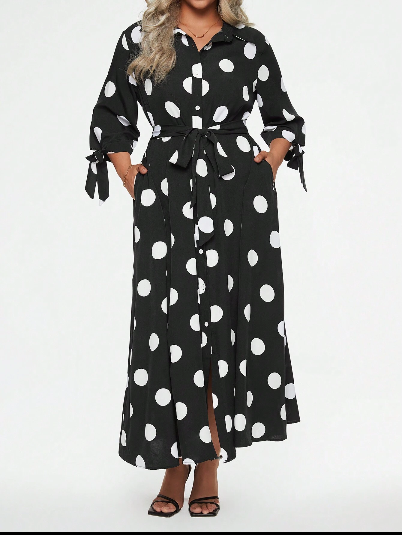 Women's Elegant Polka Dot Long Dress