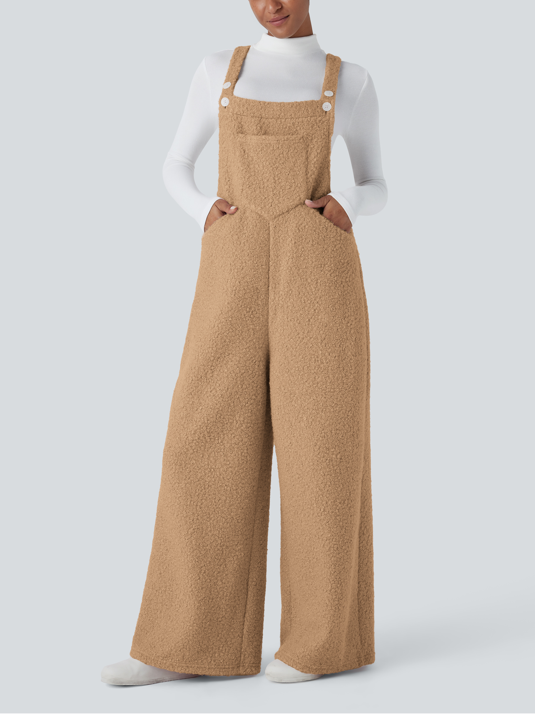 💖Adjustable Strap Button Multiple Pockets Casual Teddy Overalls(Buy 2 Free Shipping)
