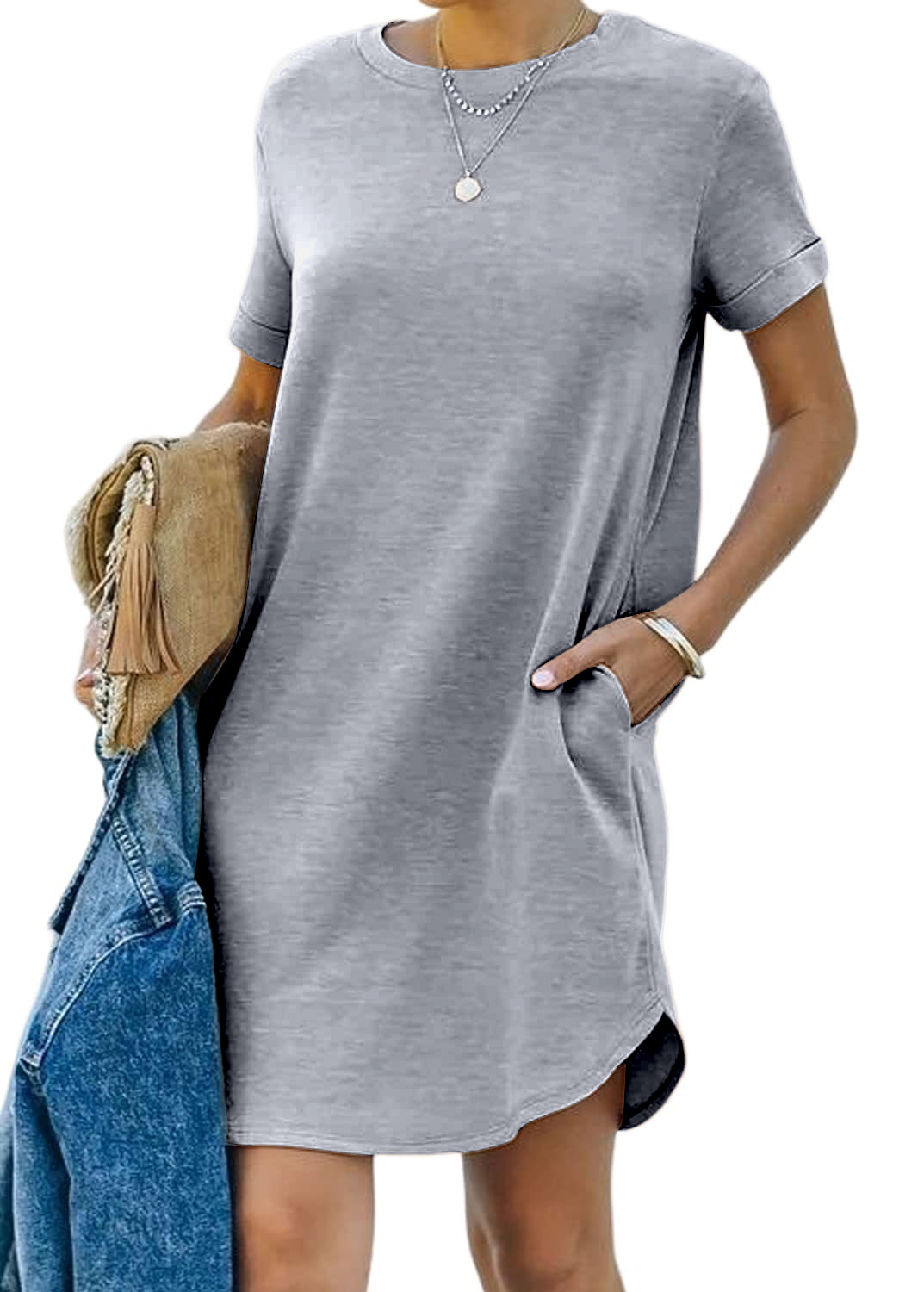 Women's Casual Short Sleeve T Shirt Dress Basic Dresses with Pockets(BUY 2 FREE SHIPPING)