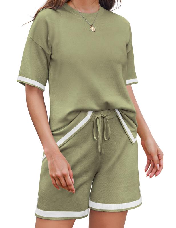 Women's Summer Colorblock Short-sleeved Top And Shorts Two-piece Set(Buy 2 Free Shipping)