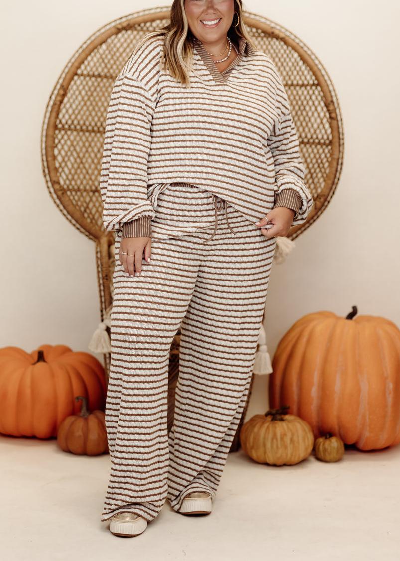 Striped Knit Sweater And Wide-Leg Pants Set(Buy 2 Free Shipping)