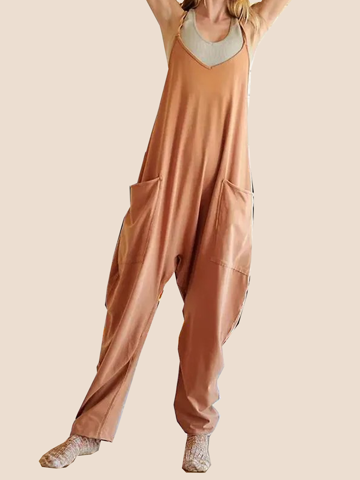 New Wide Leg Jumpsuit with Pockets (Buy 2 Free Shipping)