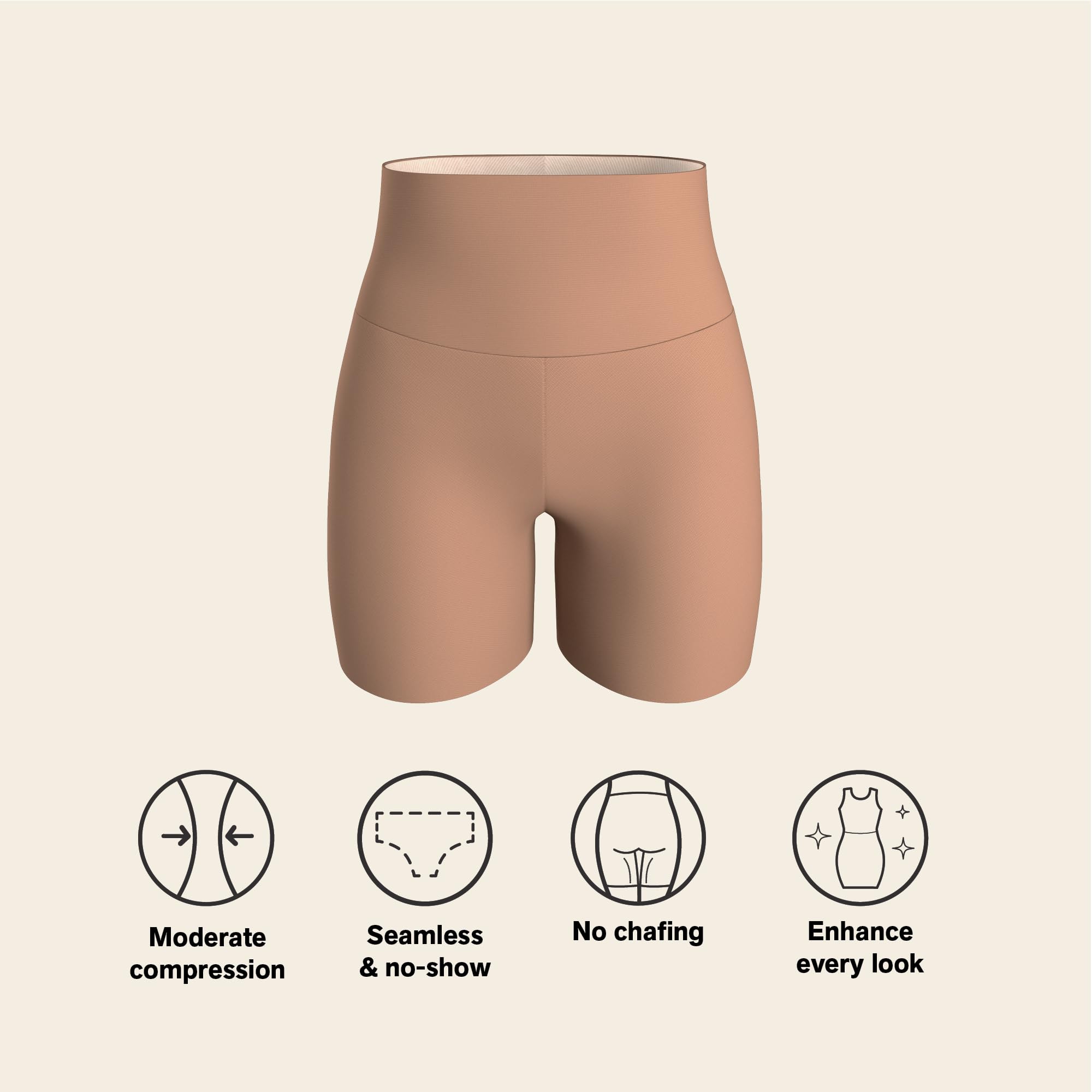 Stay-in-Place Seamless Shorts for Women - High Waisted Shapewear Tummy Control