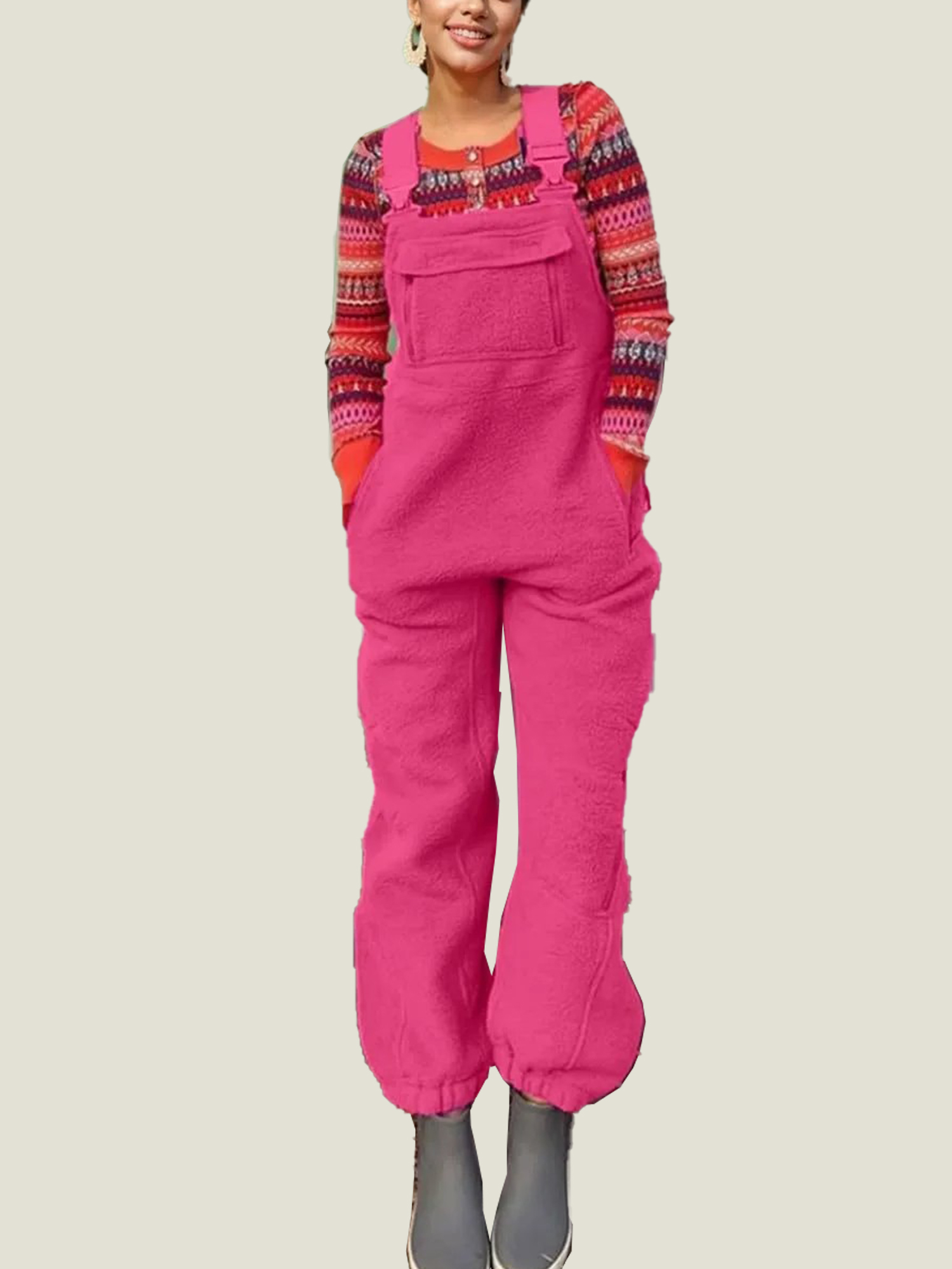 Women's Fleece Warm Overalls Loose Casual Jumpsuits (Buy 2 Free Shipping)