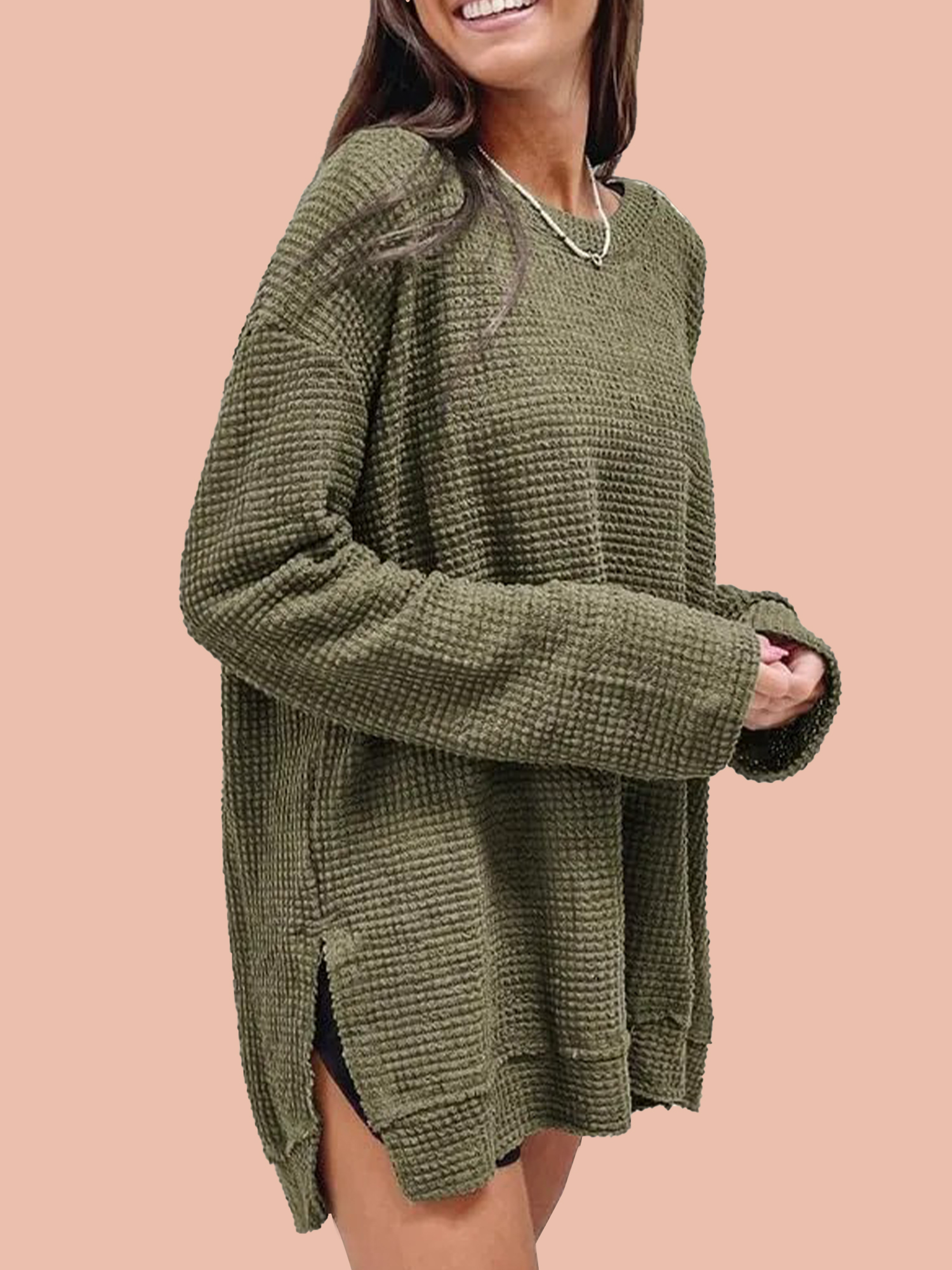 Women's Oversized Waffle Knit Top (Buy 2 Free Shipping)