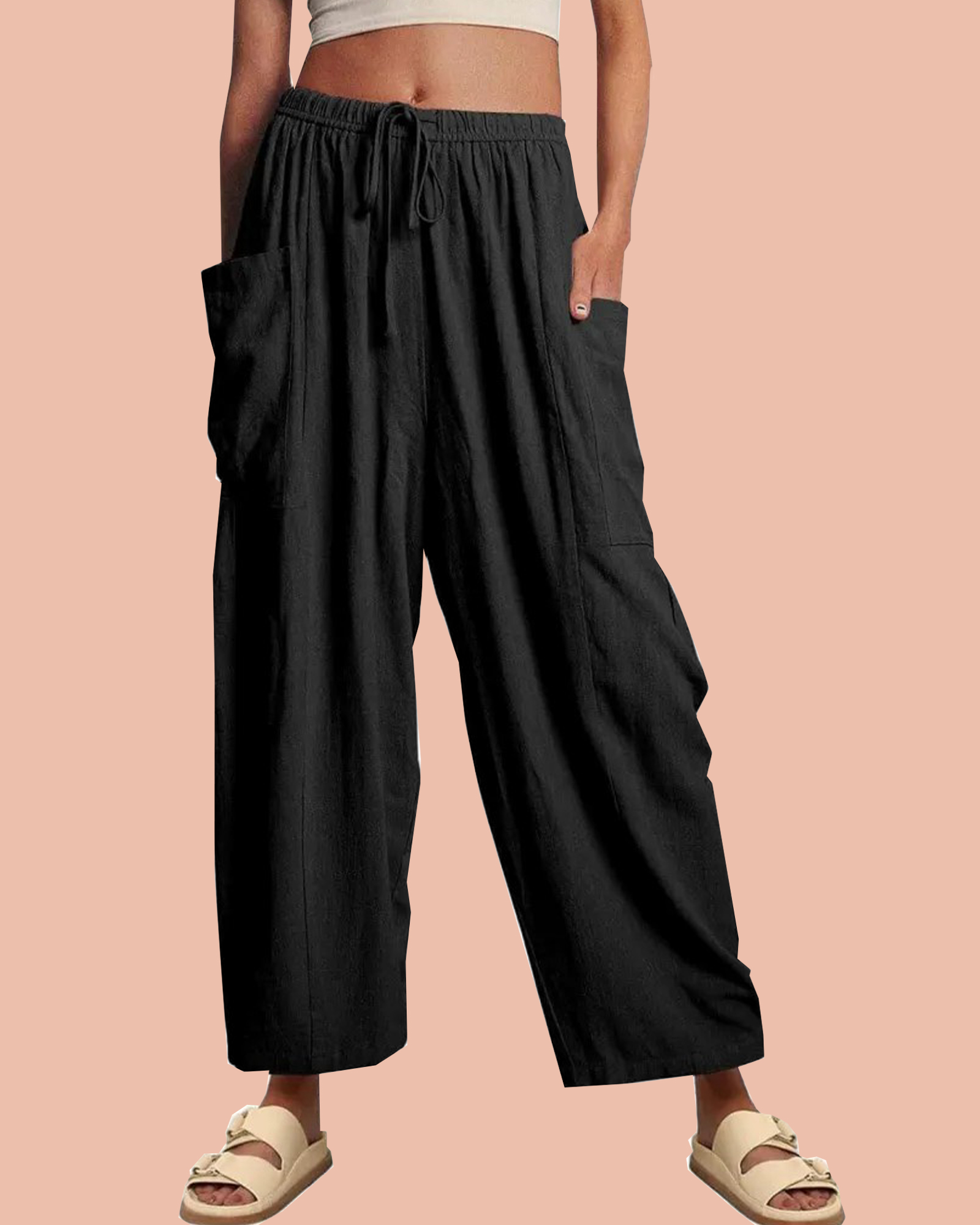 Women‘s Casual Linen Blend Palazzo Pants (Buy 2 Free Shipping) 
