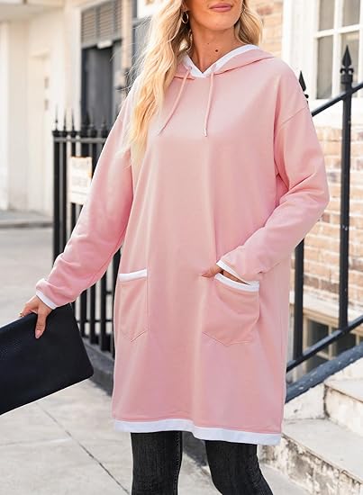 Women's Long Sleeve Hoodie Dress With Pockets