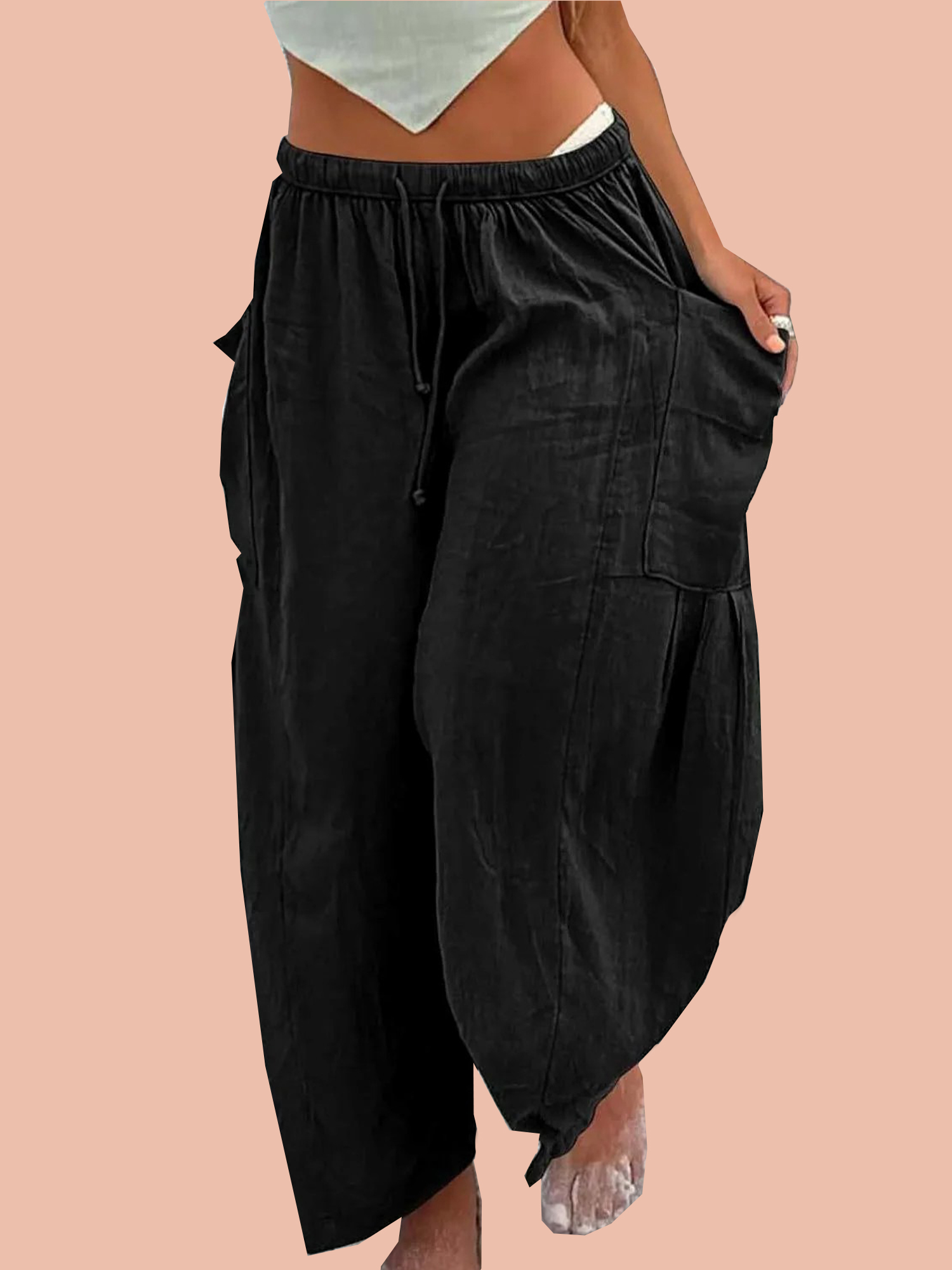 Women‘s Casual Linen Blend Palazzo Pants (Buy 2 Free Shipping) 