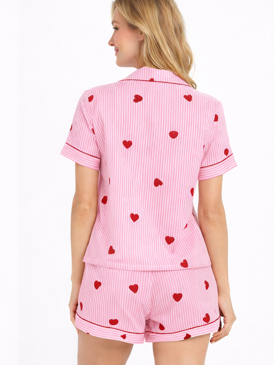Women's Valentine Heart Striped Pajama Set (Buy 2 Free Shipping)