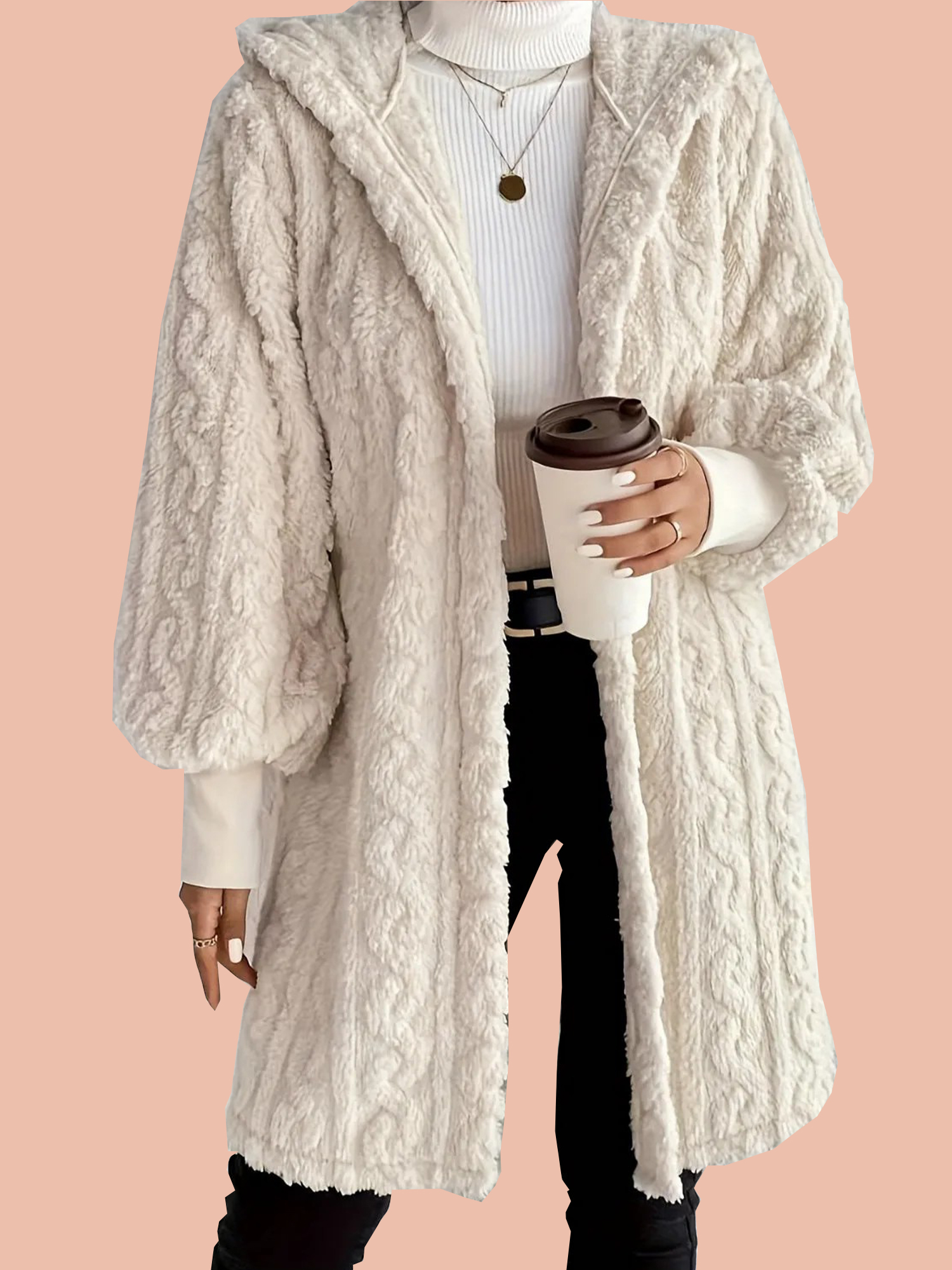 Women's Plush Fleece Soft Midi-Length Jacket with Pockets (Buy 2 Free Shipping)