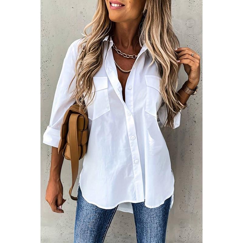 Casual Solid Button Front Long Sleeve Shirt(BUY TWO FREE SHIPPING!!!)